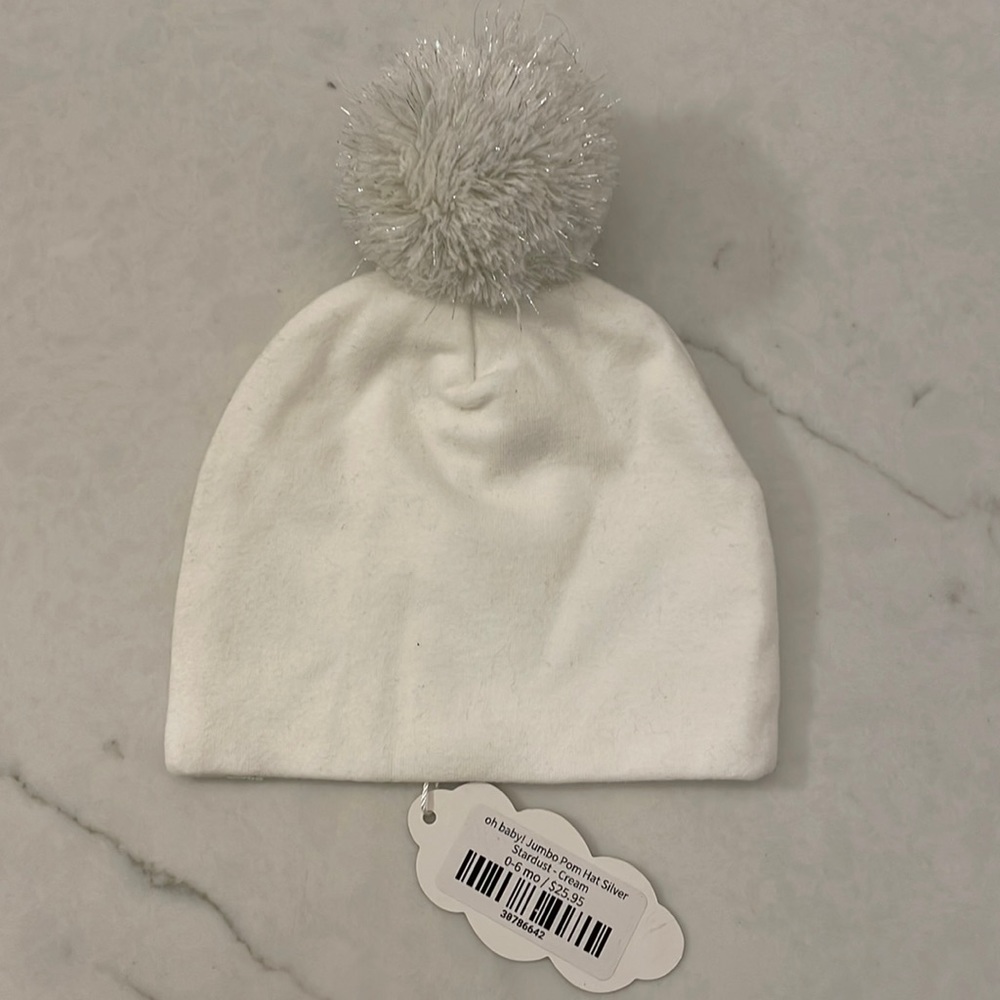 Oh Baby! Jumbo Pon hat silver stardust/cream